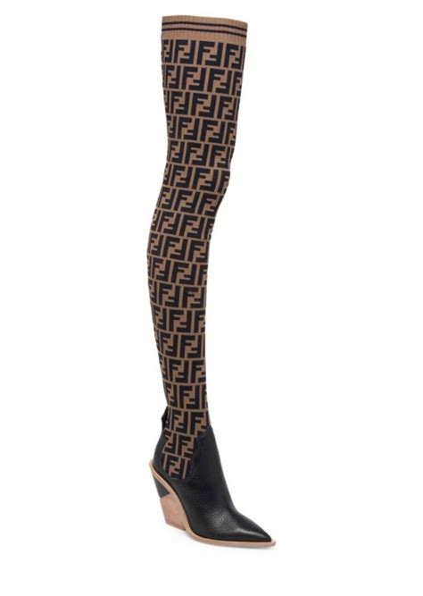 fendi logo rain boots|Fendi thigh high sock boots.